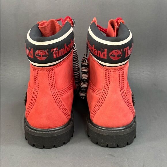 Timberland Women's RED NUBUCK BOOT Premium 6" Waterproof Boot 7.5 - Picture 4 of 8
